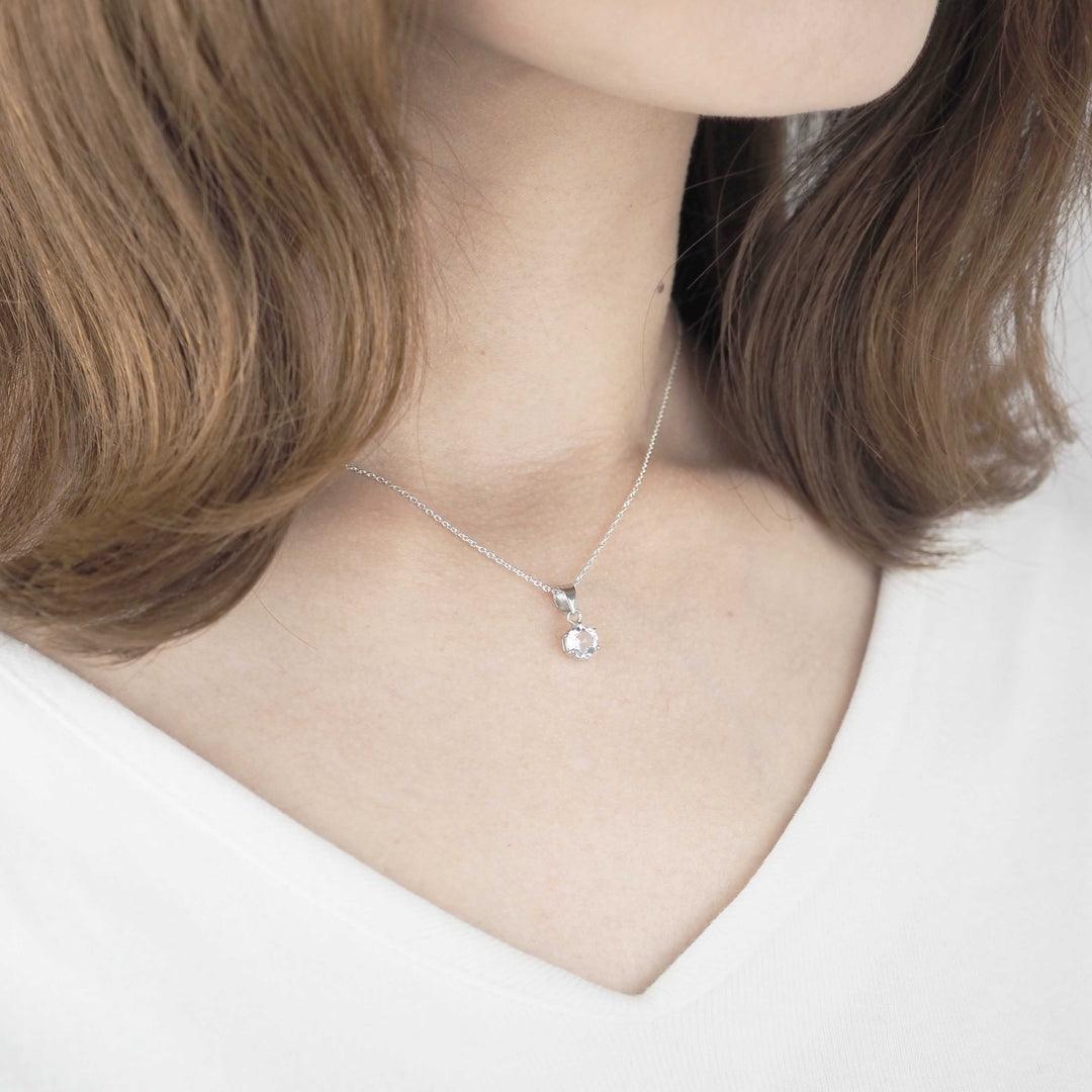 Silver Necklace -Round White Topaz- ホワイトトパーズ シルバー ネックレス-ネックレス-yuzen-official