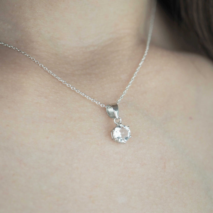 Silver Necklace -Round White Topaz- ホワイトトパーズ シルバー ネックレス-ネックレス-yuzen-official