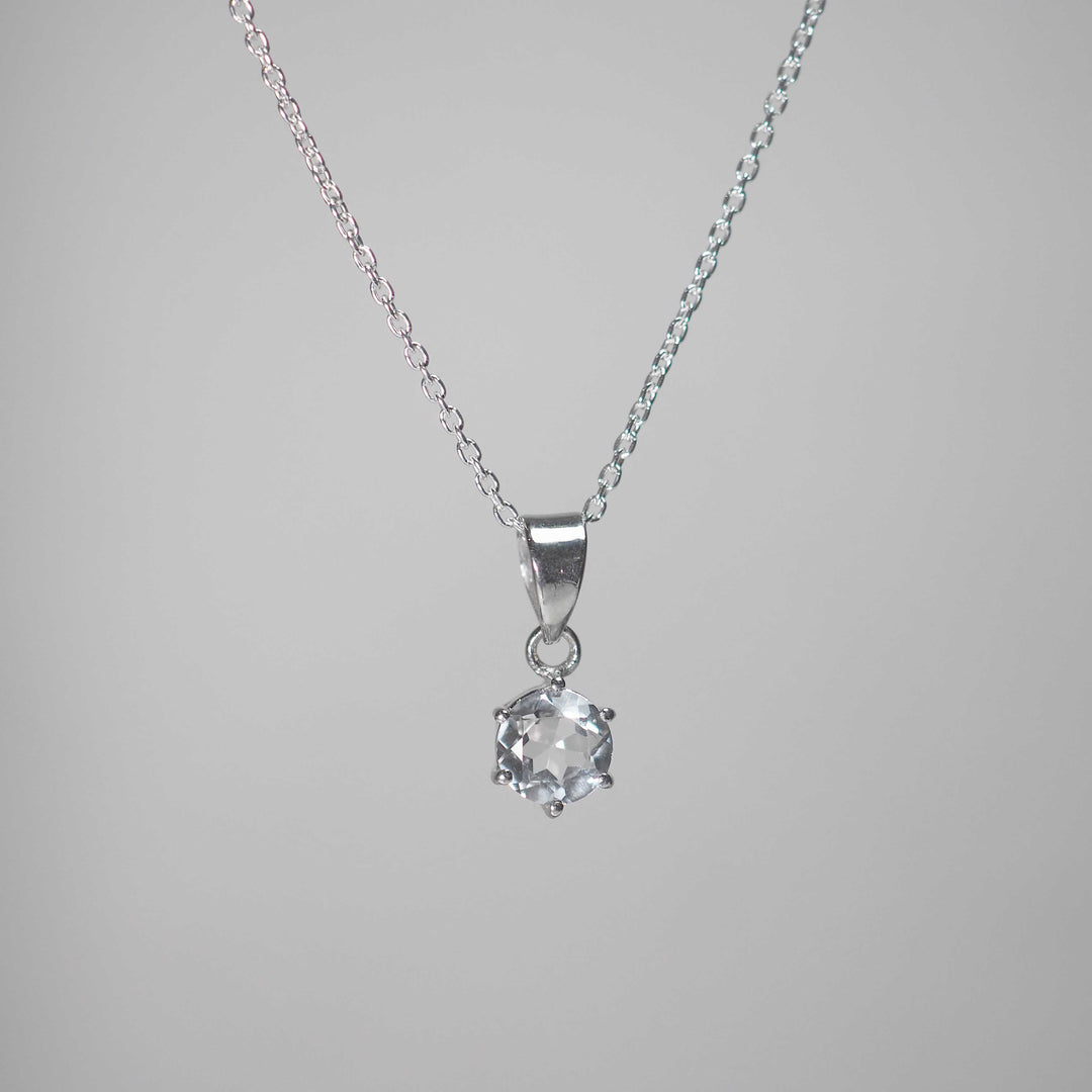 Silver Necklace -Round White Topaz- ホワイトトパーズ シルバー ネックレス-ネックレス-yuzen-official