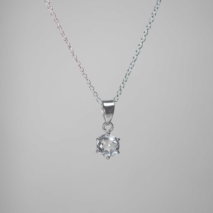 Silver Necklace -Round White Topaz- ホワイトトパーズ シルバー ネックレス-ネックレス-yuzen-official