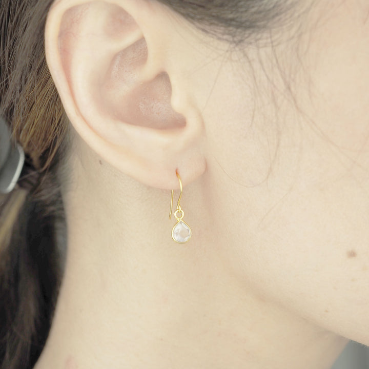 Gold pierce -Marron Rose quartz- ローズクォーツ ゴールド ピアス-ピアス-yuzen-official