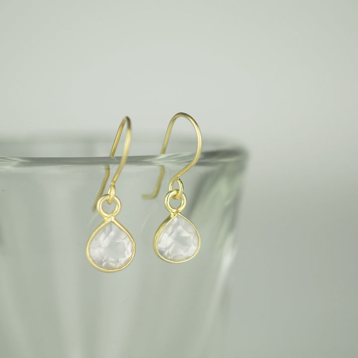 Gold pierce -Marron Rose quartz- ローズクォーツ ゴールド ピアス-ピアス-yuzen-official