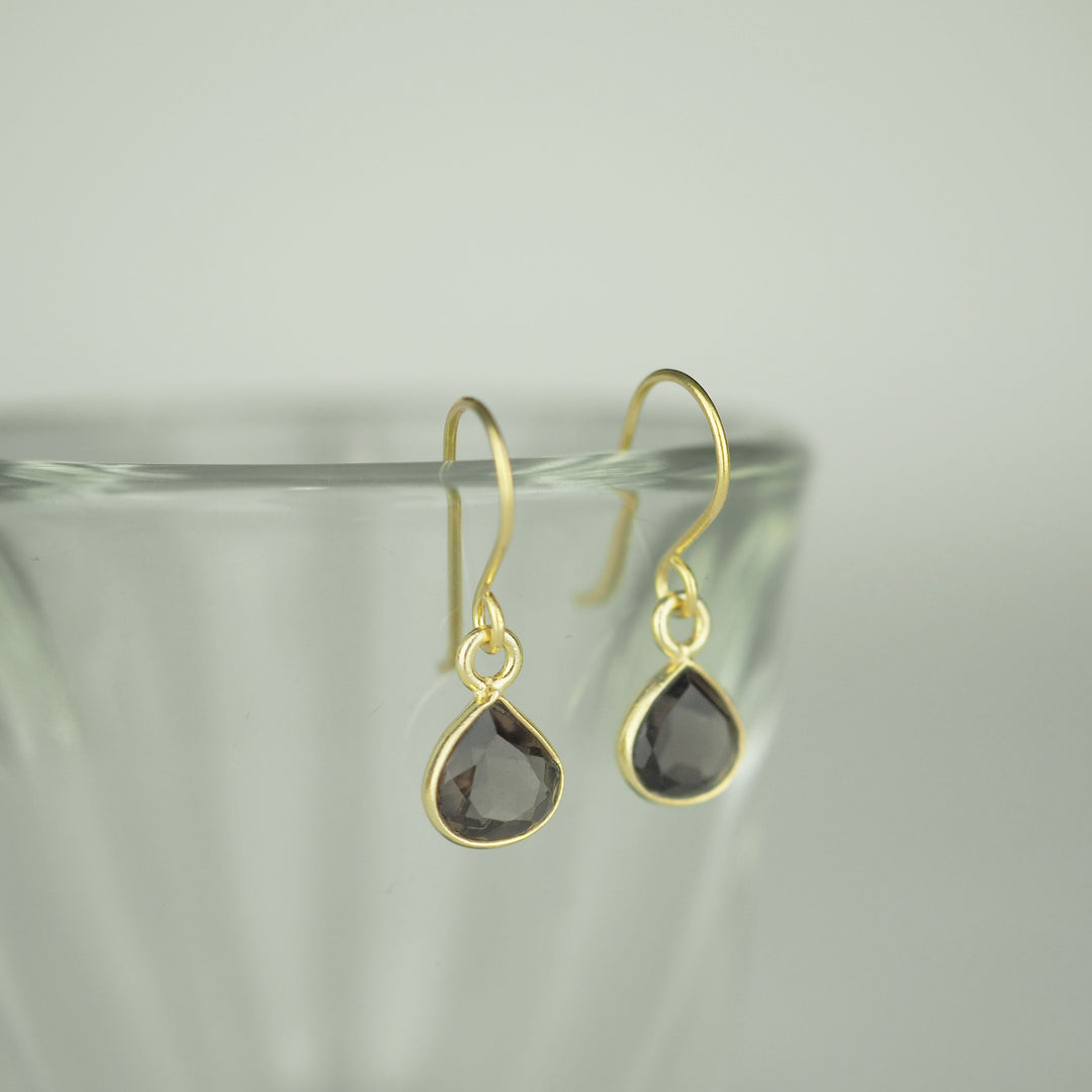 Gold pierce -Marron Smoky quartz- スモーキークォーツ ゴールド ピアス-ピアス-yuzen-official