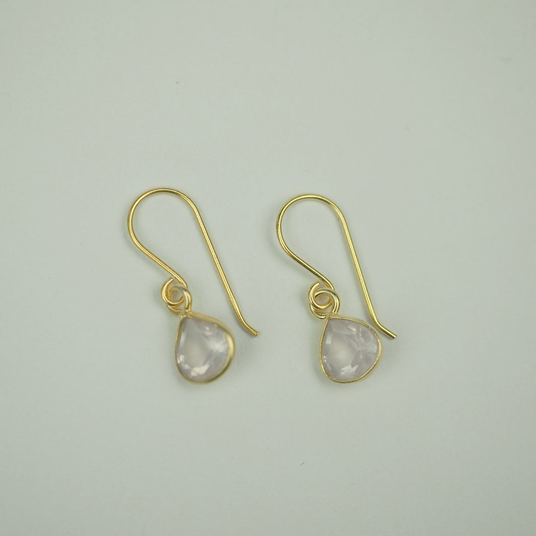 Gold pierce -Marron Rose quartz- ローズクォーツ ゴールド ピアス-ピアス-yuzen-official