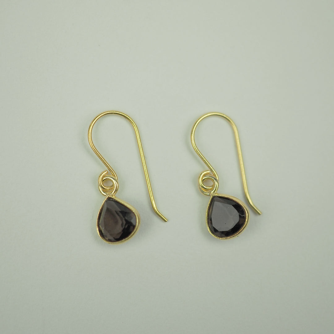 Gold pierce -Marron Smoky quartz- スモーキークォーツ ゴールド ピアス-ピアス-yuzen-official