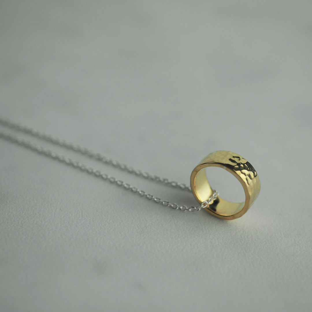 Silver Necklace -Tsuchime Ring Gold- シルバー ネックレス-ネックレス-yuzen-official