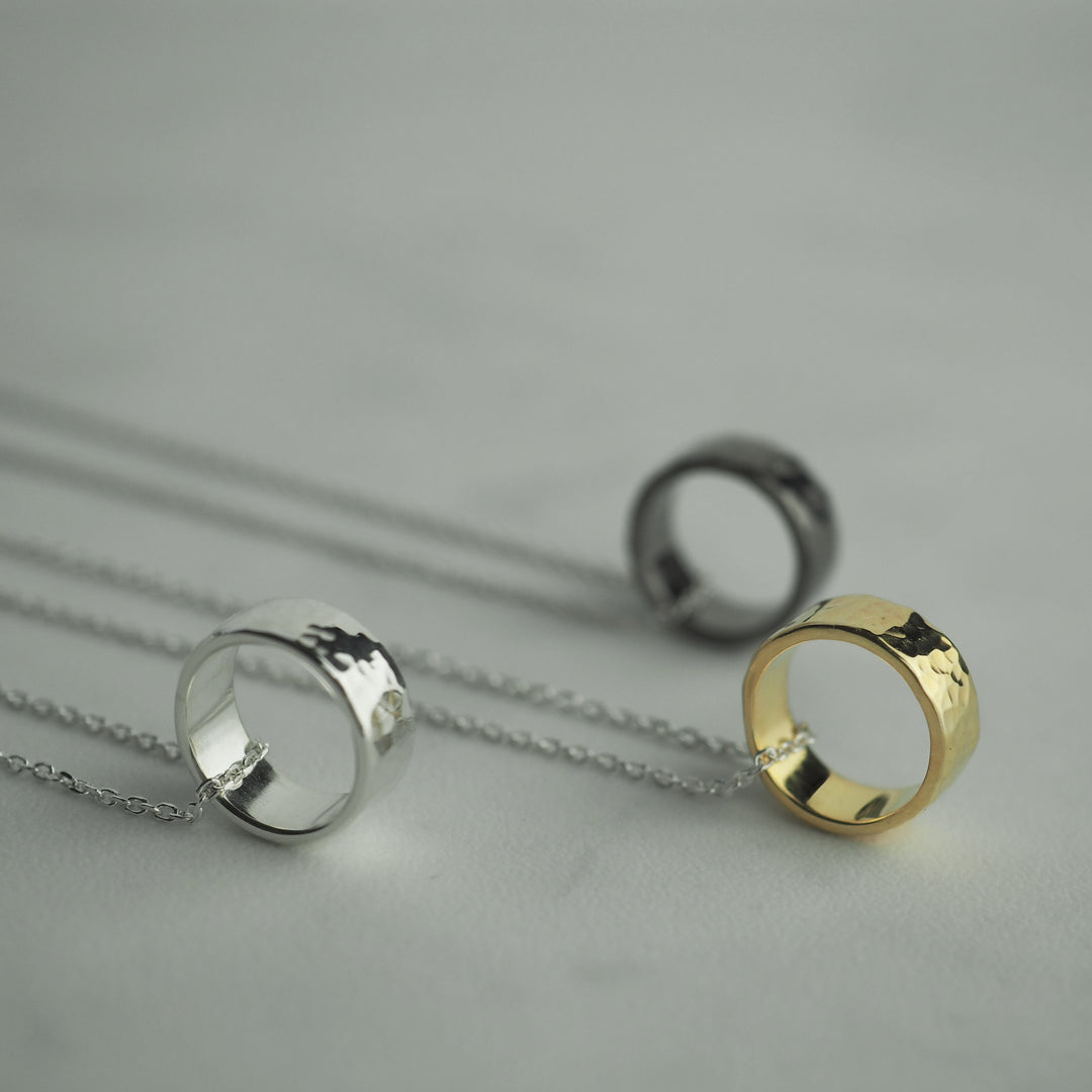 Silver Necklace -Tsuchime Ring Gold- シルバー ネックレス-ネックレス-yuzen-official