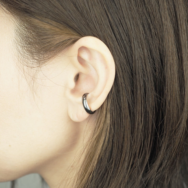 Silver Ear Cuff -Plain Black- シルバー イヤーカフ-イヤーカフ-yuzen-official