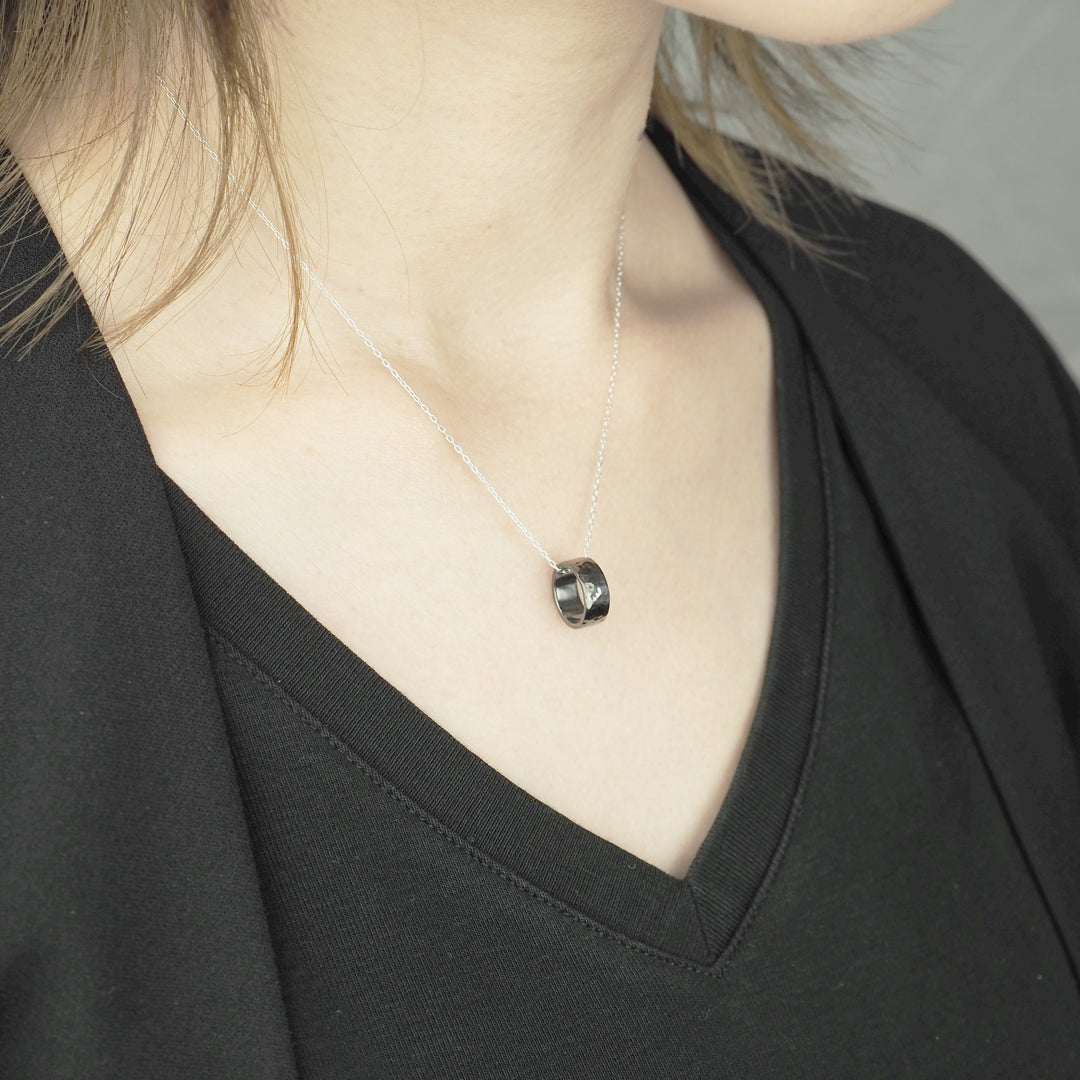 Silver Necklace -Tsuchime Ring Black- シルバー ネックレス-ネックレス-yuzen-official