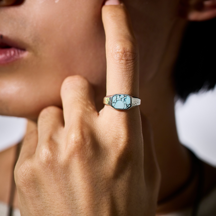 Silver Ring -FRAME- Turquoise シルバー リング-リング-yuzen-official