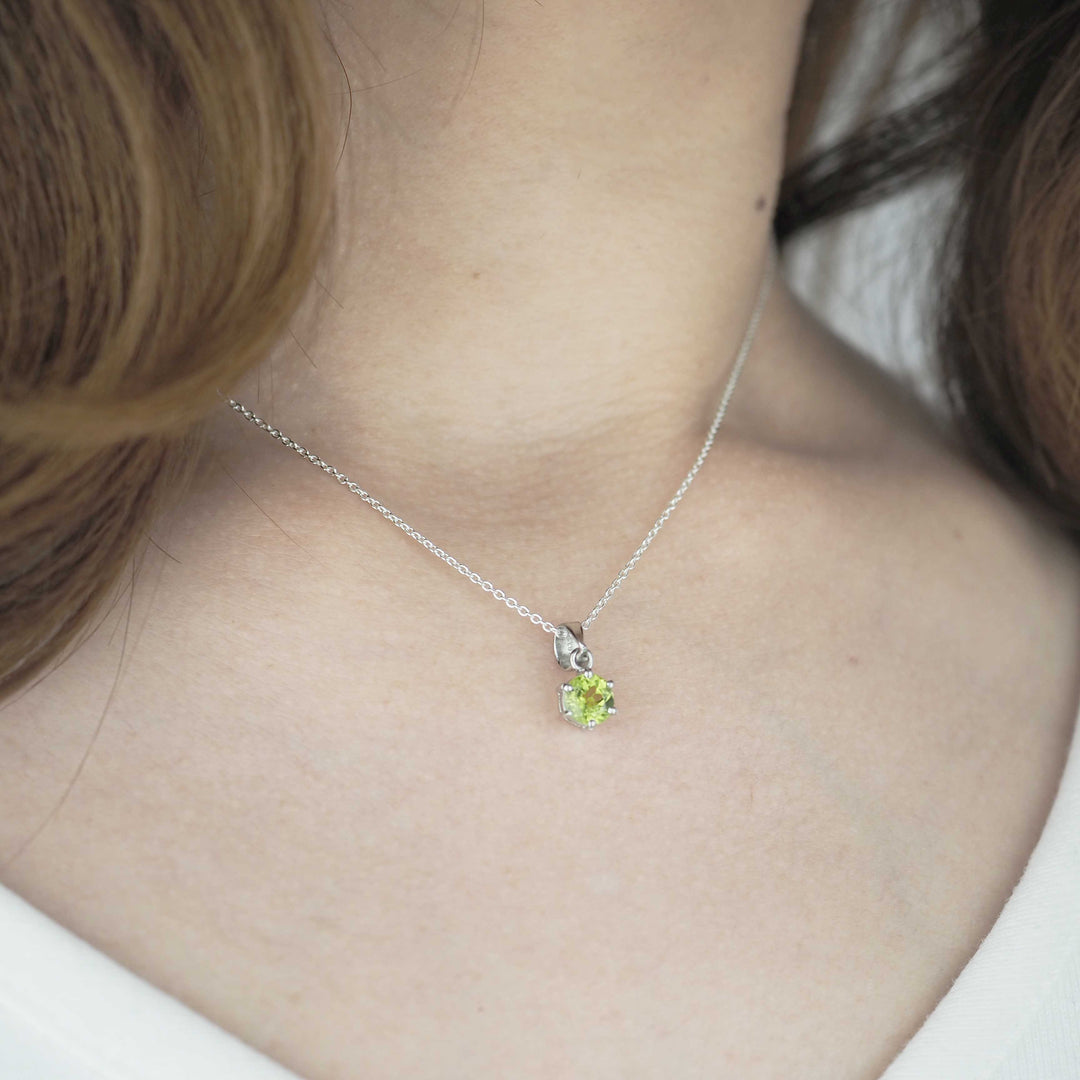 Silver Necklace "Round Peridot" ペリドット シルバー ネックレス-ネックレス-yuzen-official