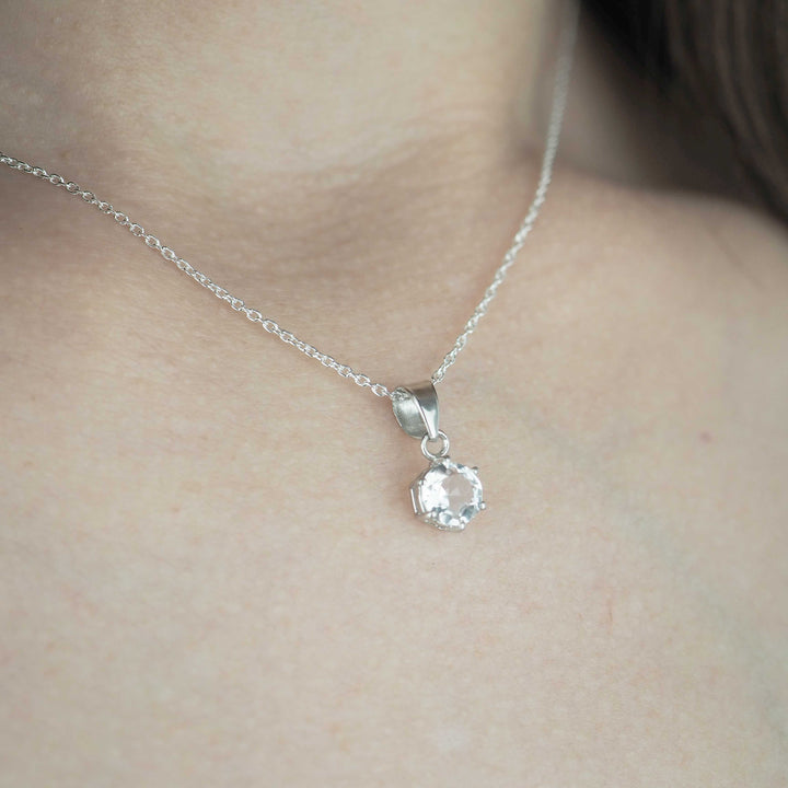 Silver Necklace "Round White Topaz" ホワイトトパーズ シルバー ネックレス-ネックレス-yuzen-official
