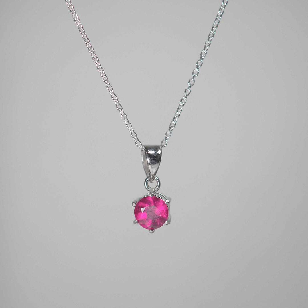 Silver Necklace "Round Ruby" ルビー シルバー ネックレス-ネックレス-yuzen-official