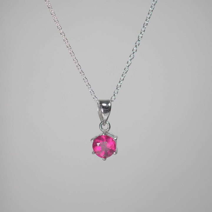 Silver Necklace "Round Ruby" ルビー シルバー ネックレス-ネックレス-yuzen-official