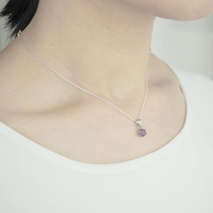 Silver Necklace "Round Amethyst" アメジスト シルバー ネックレス-ネックレス-yuzen-official