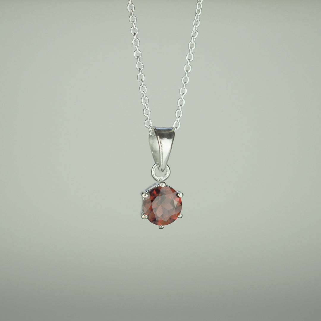 Silver Necklace "Round Garnet" ガーネット シルバー ネックレス-ネックレス-yuzen-official