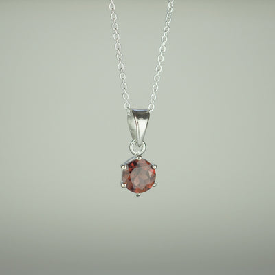 Silver Necklace "Round Garnet" ガーネット シルバー ネックレス-ネックレス-yuzen-official