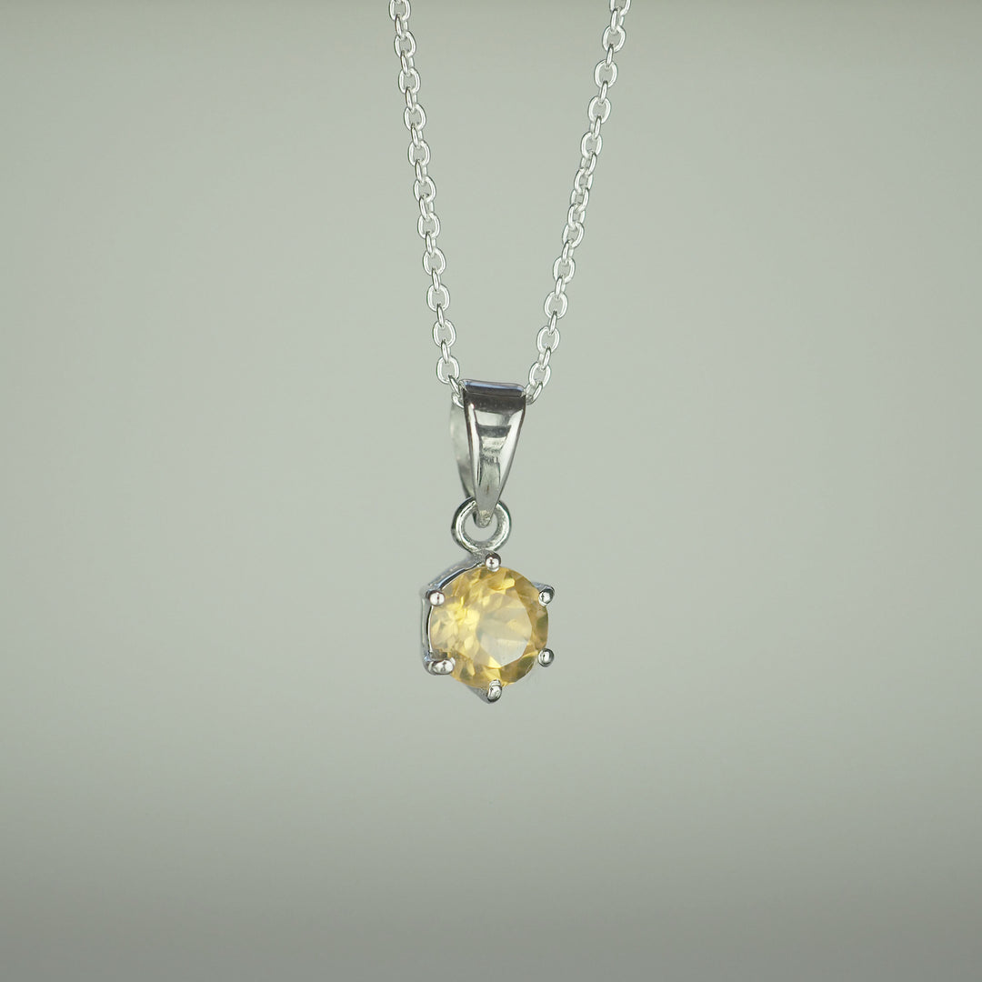 Silver Necklace "Round Citrine" シトリン シルバー ネックレス-ネックレス-yuzen-official