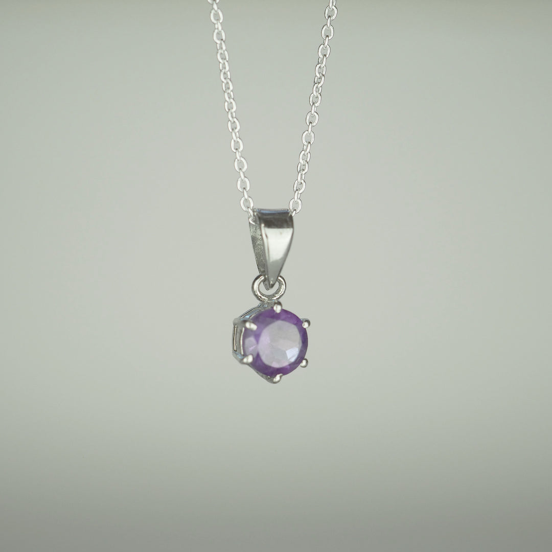 Silver Necklace "Round Amethyst" アメジスト シルバー ネックレス-ネックレス-yuzen-official