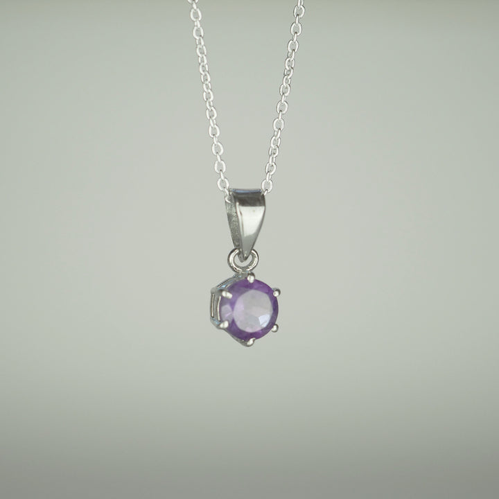 Silver Necklace "Round Amethyst" アメジスト シルバー ネックレス-ネックレス-yuzen-official