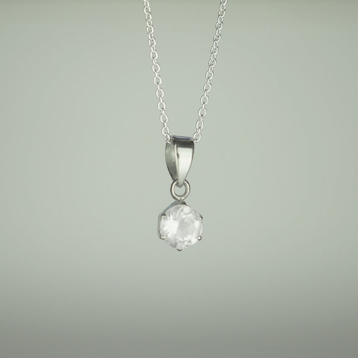 Silver Necklace "Round Rose quartz" ローズクォーツ シルバー ネックレス-ネックレス-yuzen-official