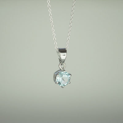 Silver Necklace "Round Blue topaz" ブルートパーズ シルバー ネックレス-ネックレス-yuzen-official