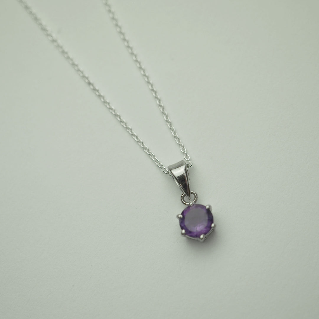 Silver Necklace "Round Amethyst" アメジスト シルバー ネックレス-ネックレス-yuzen-official