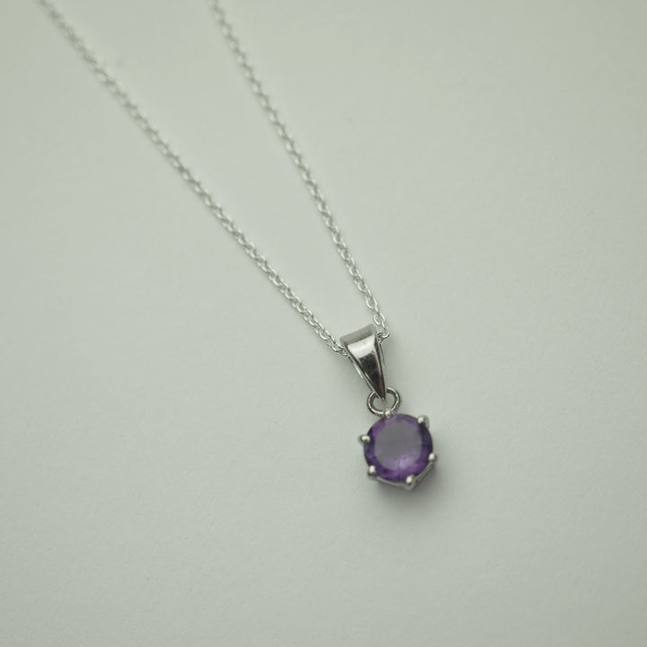 Silver Necklace "Round Amethyst" アメジスト シルバー ネックレス-ネックレス-yuzen-official