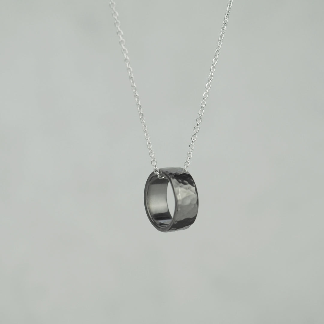 Silver Necklace "Tsuchime Ring Black" シルバー ネックレス-ネックレス-yuzen-official