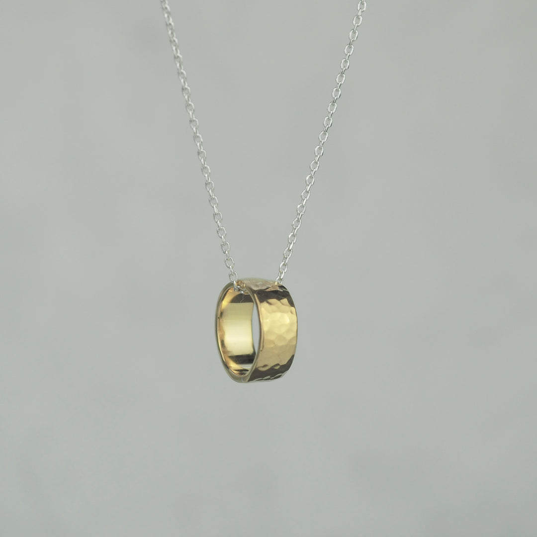 Silver Necklace "Tsuchime Ring Gold" シルバー ネックレス-ネックレス-yuzen-official