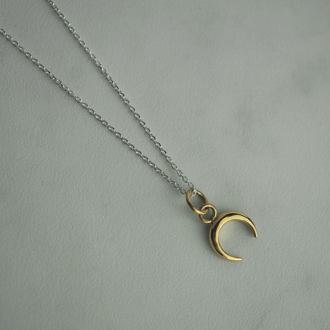 Silver Necklace "Crescent moon Gold" シルバー ネックレス-ネックレス-yuzen-official