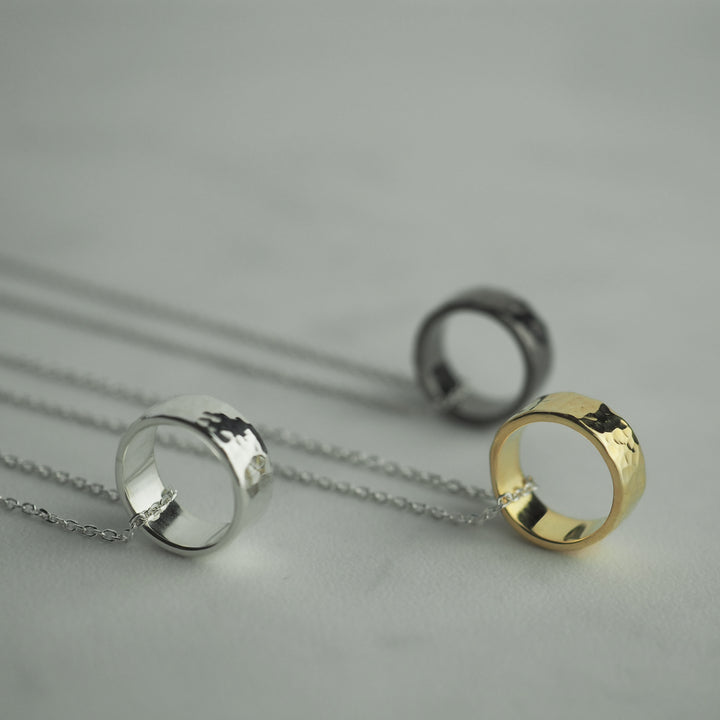 Silver Necklace "Tsuchime Ring Gold" シルバー ネックレス-ネックレス-yuzen-official