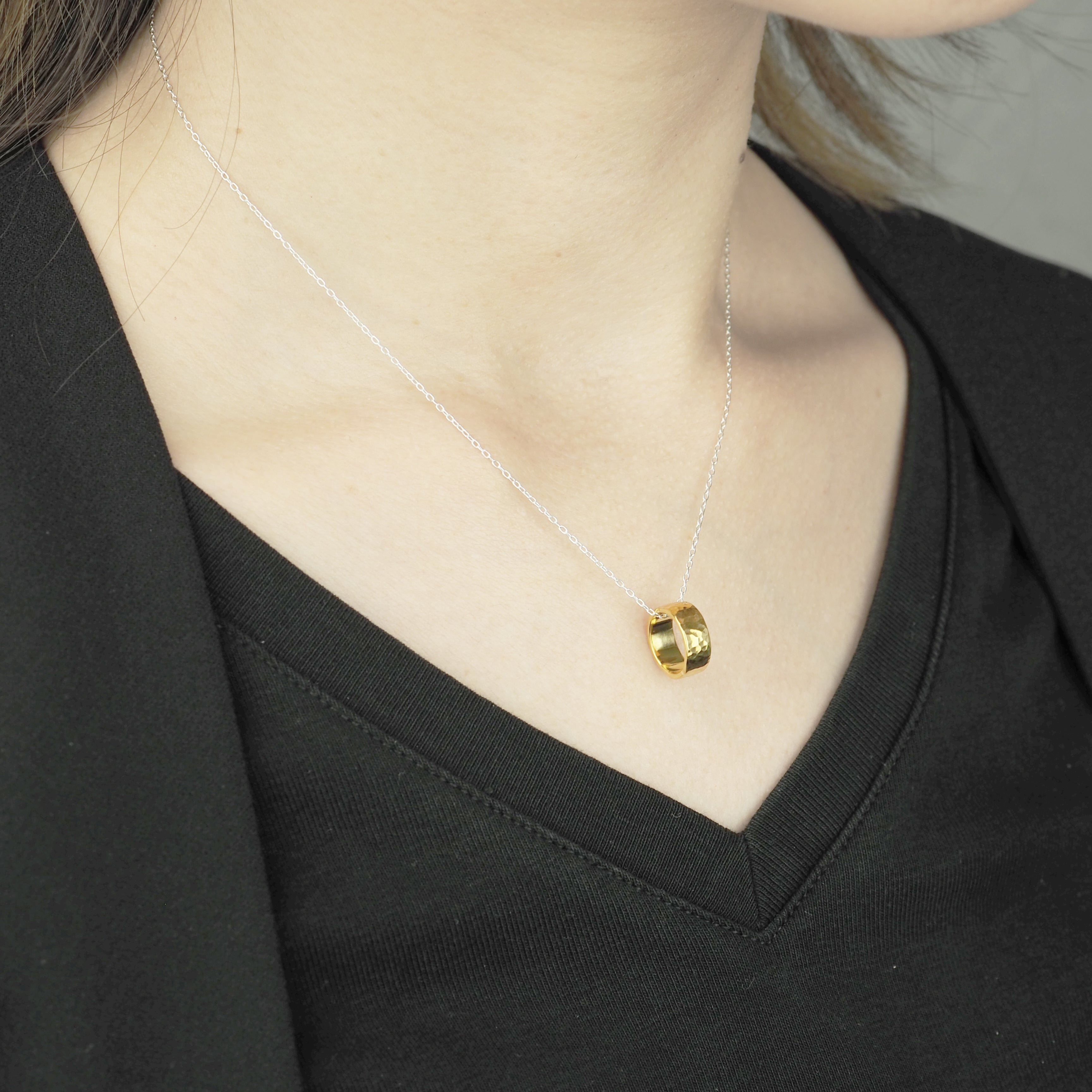 Silver Necklace -Tsuchime Ring Gold- シルバー ネックレス – yuzen