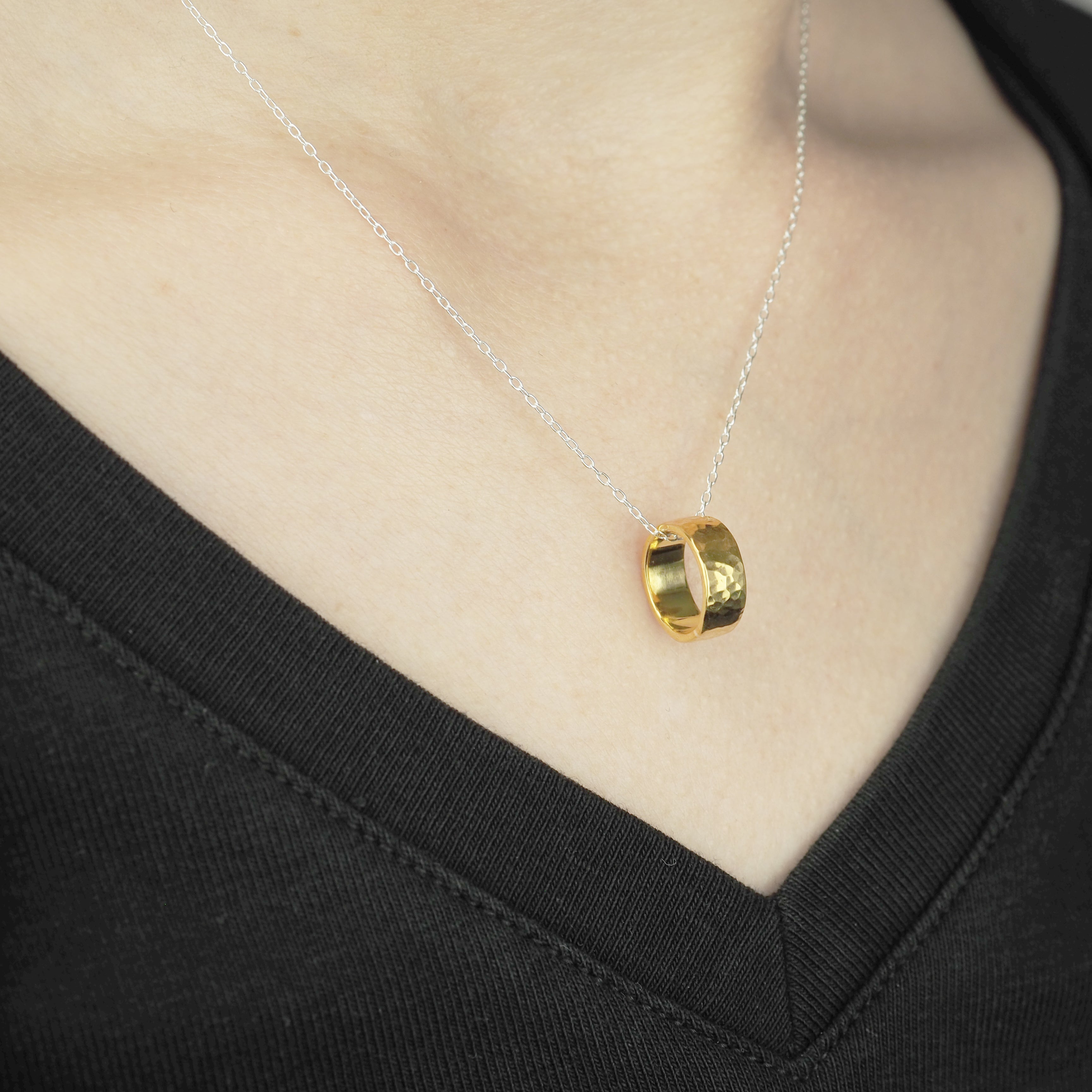 Silver Necklace -Tsuchime Ring Gold- シルバー ネックレス – yuzen